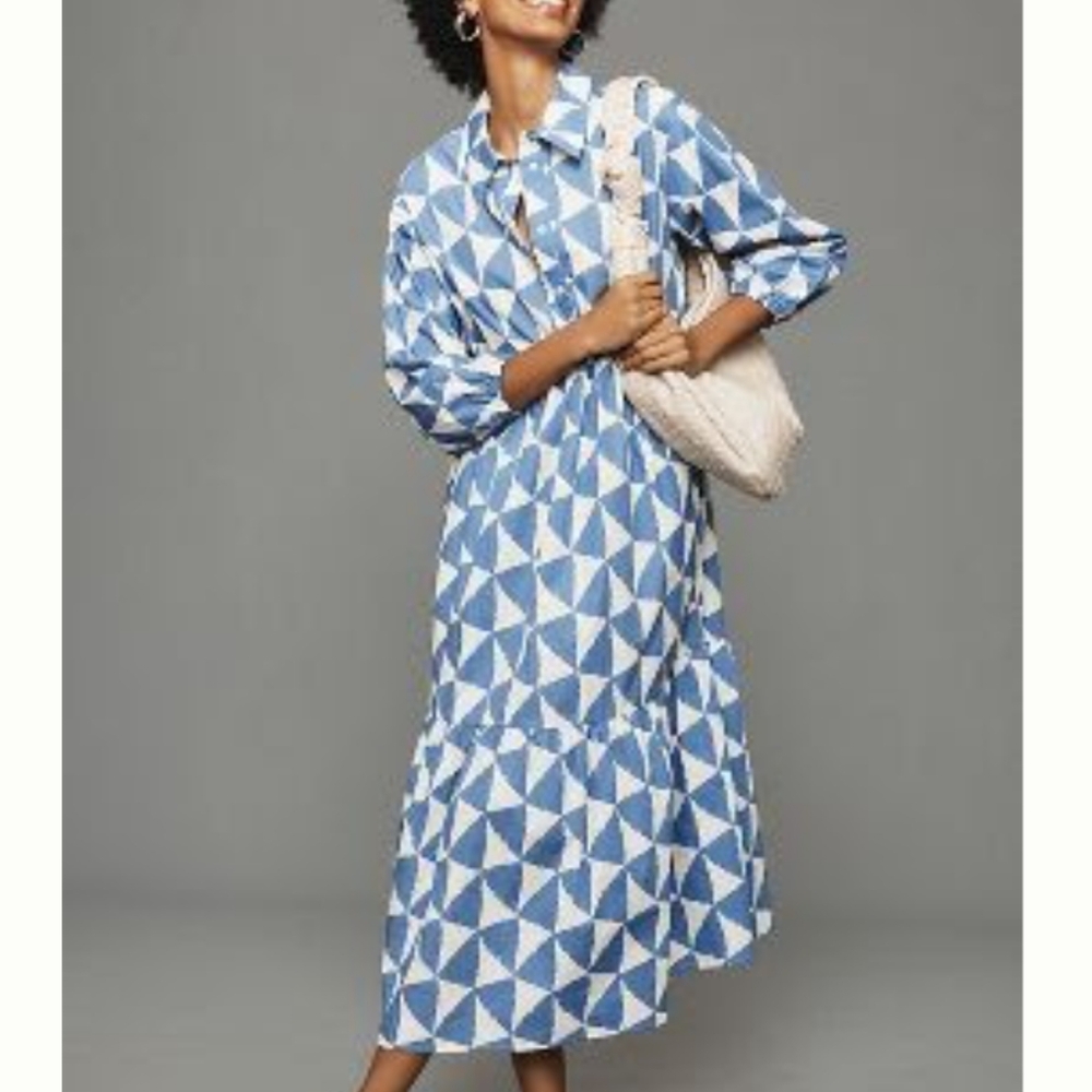 Anthropologie Maeve Tiered Shirt Dress
